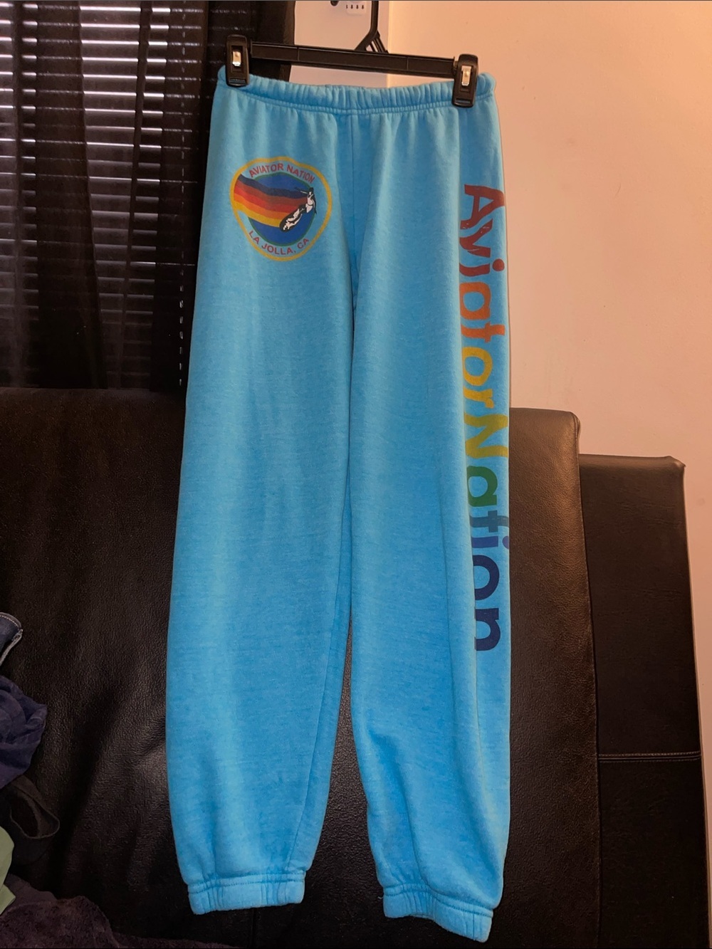 Aviator Nation Women's Blue Sweatpants Size XS NEON BLUE